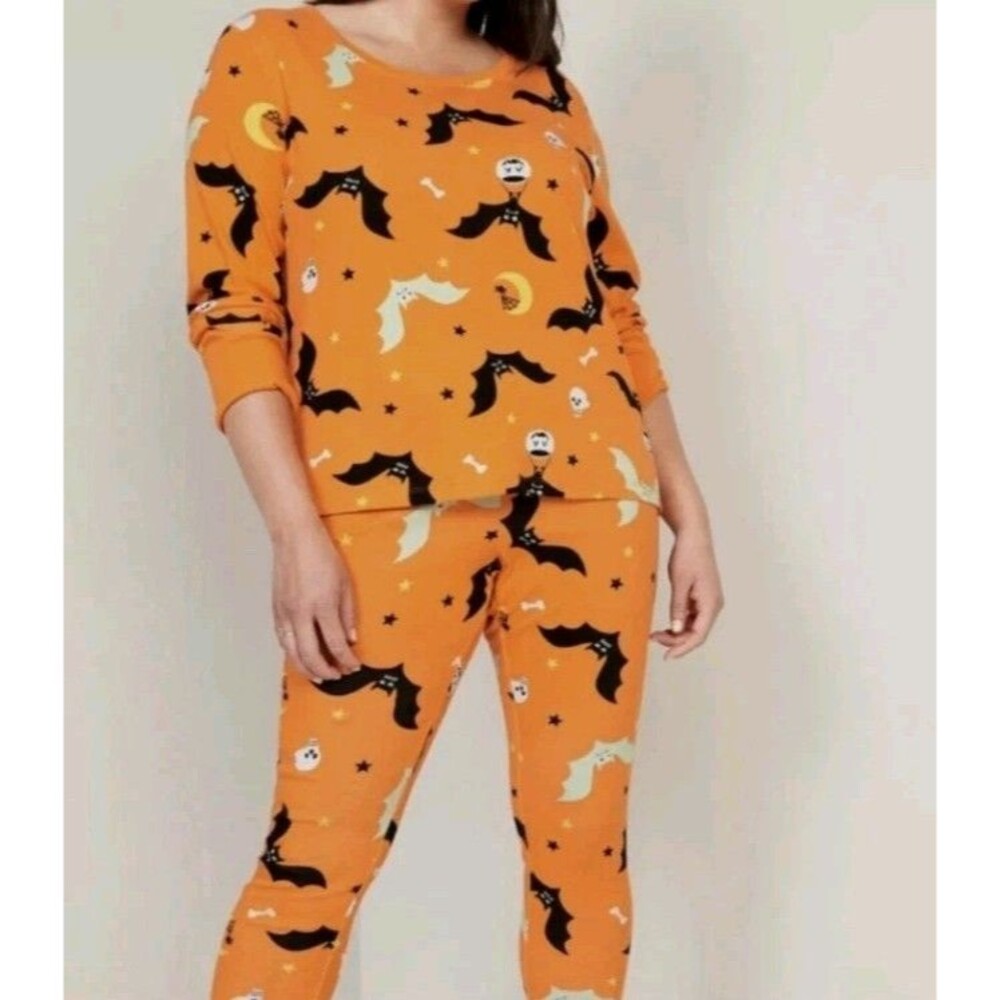 NWT OLD NAVY Halloween Pajamas Womens XL Tall Orange Matching Graphic Set